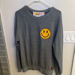 Aviator Nation Gray Smiley Face Sweater size M